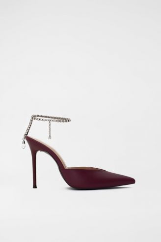 Burgundy Pumps with Strass Strap 