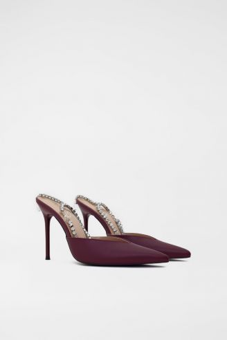 Burgundy Pumps with Strass Strap 