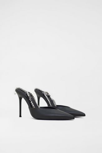 Green  Pumps with Strass Strap 