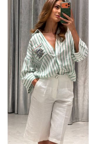 Shirt White- Green Pre-Order