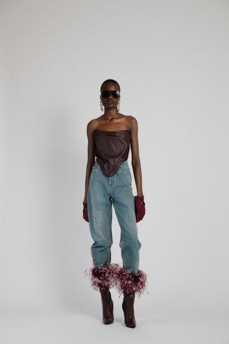 Leather Bustier Bordo 