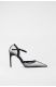 Beige Perforated Pumps with Black Patent Straps