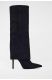 Black Suede Pointed-toe Boot with a Slim Heel and Stitching