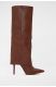 Brown Pointed-toe Boot with a Slim Heel and Stitching