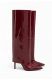 Cherry red μυτερή μπότα με λεπτό τακούνι και ραφές