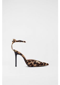 Leopard Pony Skin Leopard Pumps with Strass