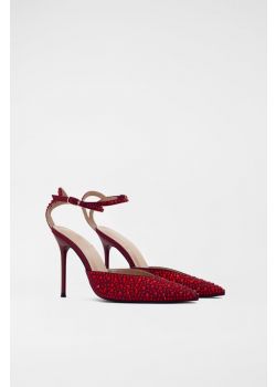 Burgundy Pumps with Stras and Strap