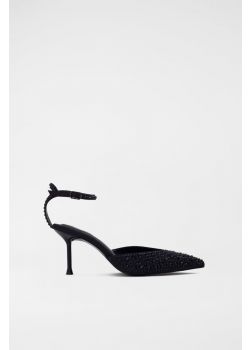 Black Pumps with Strass and Low Heel Pre-Order
