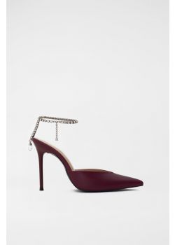 Burgundy Pumps with Strass Strap