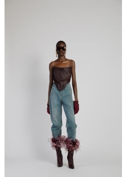 Leather Bustier Bordo