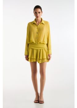 Crepe Mini Dress Yellow