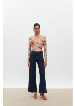Denise Top Beige/Orange Floral