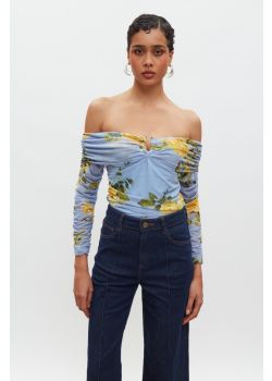 Denise Top Indigo/Yellow Floral 