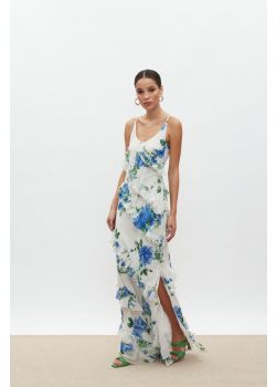 KLELIA DRESS WHITE/BLUE FLORAL